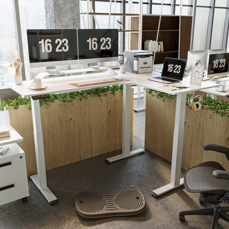 Inbox Zero Juilo Height Adjustable LShape Standing Desk Wayfair